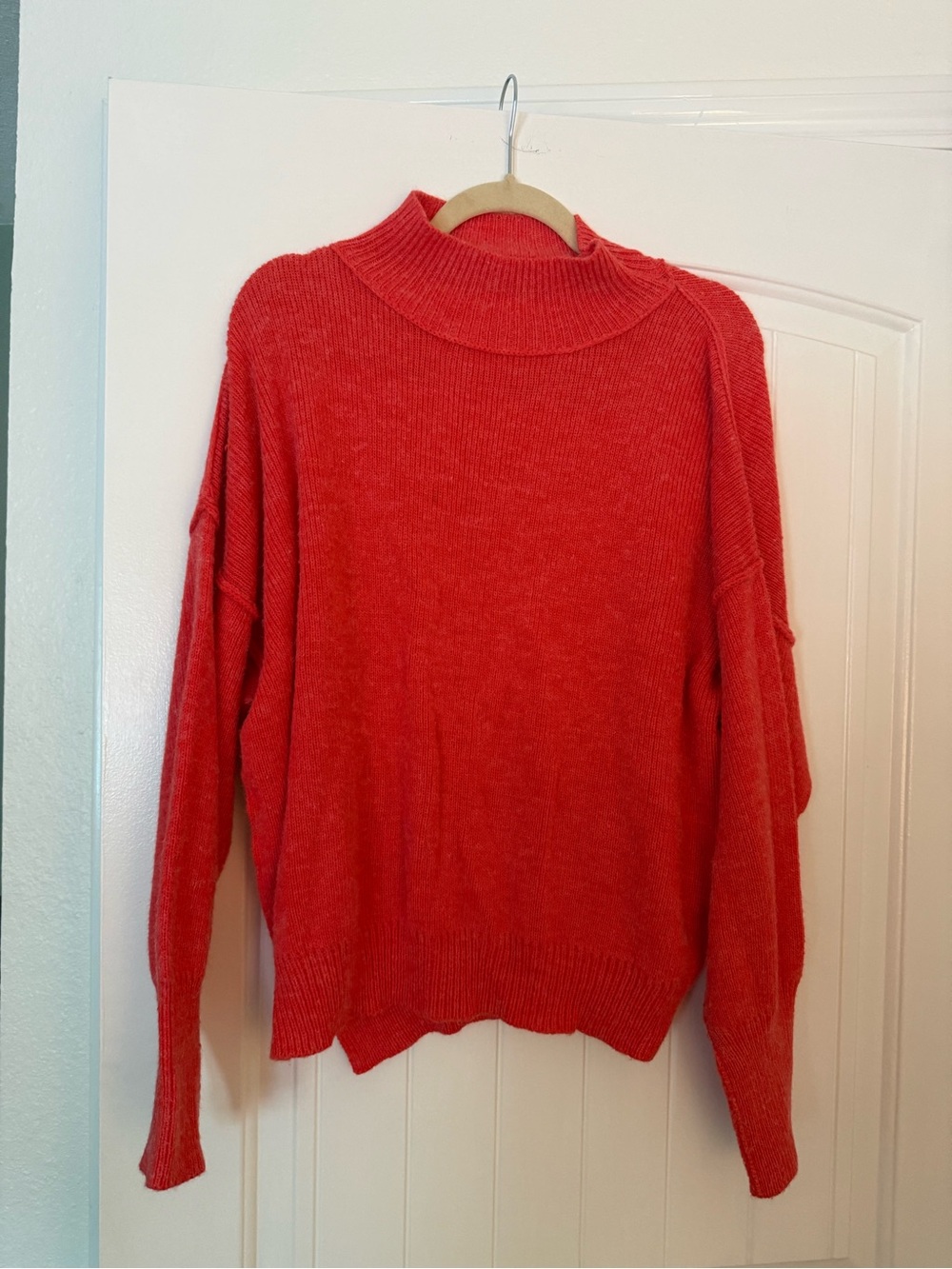 Impressions Bright Coral Mock Neck Oversized Sweater | Medium